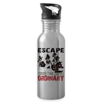 Motocross Race Vintage dem gewöhnlichen entfliehen - Trinkflasche mit integriertem Trinkhalm - Lightsilver - Rechts