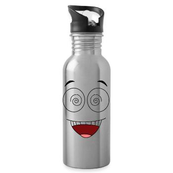 Visage fou - Gourde avec paille intégrée - argent clair - Droite