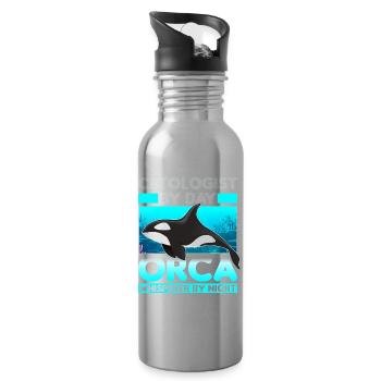Meeresbiologe - Trinkflasche mit integriertem Trinkhalm - Lightsilver - Rechts