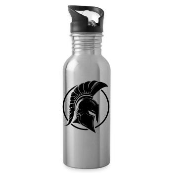 Spartan Helmet Warrior Sparta - Water bottle with straw - silver - Right