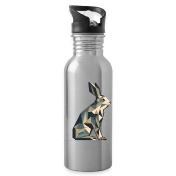 Origami Rabbit - Water bottle with straw - silver - Right