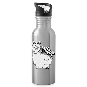 Schlafendes Lama - Trinkflasche mit integriertem Trinkhalm - Lightsilver - Rechts