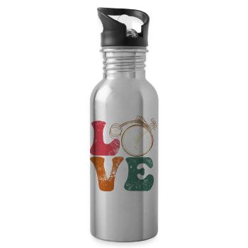 Love on Wheels - Water bottle with straw - silver - Right