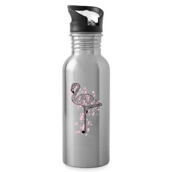 Flamingoo GeomeTRIX bunt - Trinkflasche mit integriertem Trinkhalm - Lightsilver - Rechts