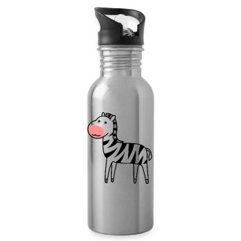 Zebra Comic Tier - Trinkflasche mit integriertem Trinkhalm - Lightsilver - Rechts