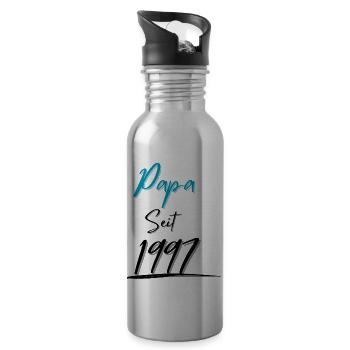 Papa seit 1997 - Trinkflasche mit integriertem Trinkhalm - Lightsilver - Rechts