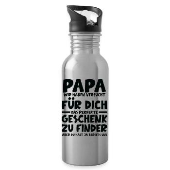 Vater Papa Familie Vatertag Sprüche - Trinkflasche mit integriertem Trinkhalm - Lightsilver - Rechts