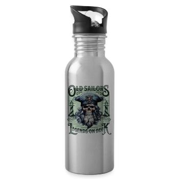 Sailor Skull Skull Captain Ahoy Ship - Water bottle with straw - silver - Right