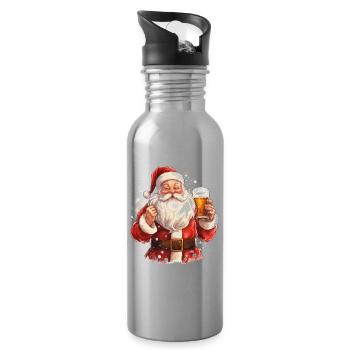 Père Noël Bière Noël Cheers Humour Drôle - Gourde avec paille intégrée - argent clair - Droite