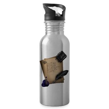 Dark Acedemia German Poetry & Photograph - Trinkflasche mit integriertem Trinkhalm - Lightsilver - Rechts