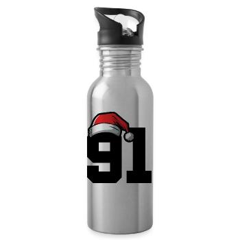 91 Number Christmas - Water bottle with straw - silver - Right
