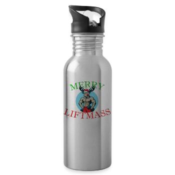 Bodybuilder Rentier - Trinkflasche mit integriertem Trinkhalm - Lightsilver - Rechts