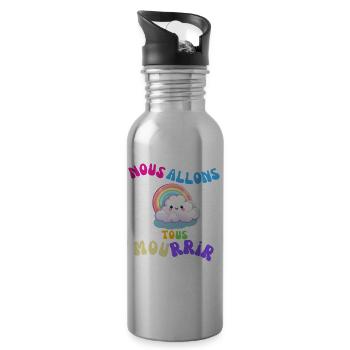 Nuage Arc-en-Ciel Mignon et Mordant - Gourde avec paille intégrée - argent clair - Droite