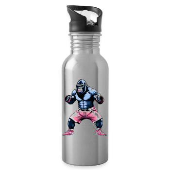 Boxing Gorilla Boxer - Water bottle with straw - silver - Right