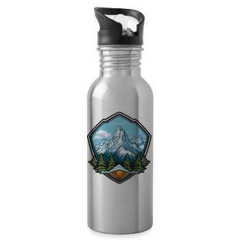 Berge Wandern Symbol - Trinkflasche mit integriertem Trinkhalm - Lightsilver - Rechts