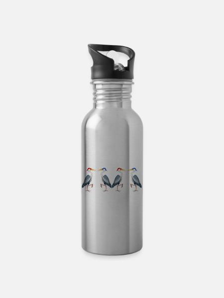 Vogelbeobachter - Trinkflasche mit integriertem Trinkhalm -