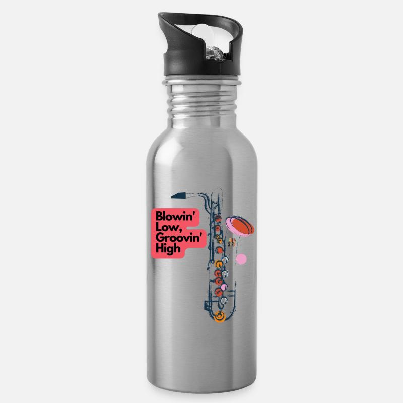 Blowin Low Groovin High - Trinkflasche mit integriertem Trinkhalm - Lightsilver