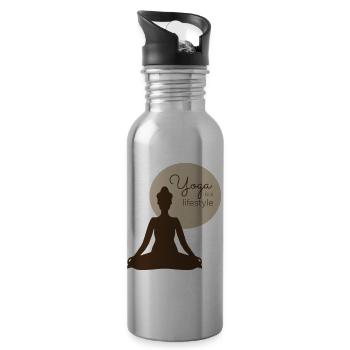Yoga is a lifestyle - Trinkflasche mit integriertem Trinkhalm - Lightsilver - Rechts