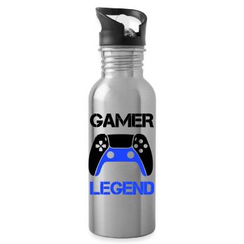Gamer Legend - Water bottle with straw - silver - Right