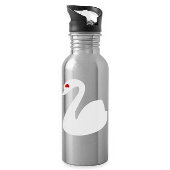 😍🦢Swan in Love-Symbol of Love-Pure Eternal Love - Water bottle with straw - silver - Right
