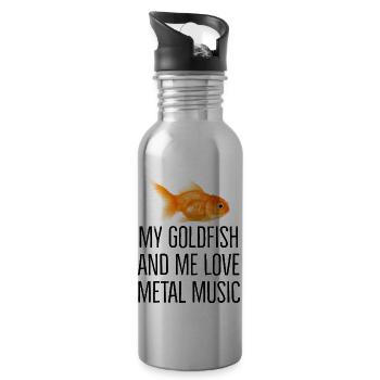 My goldfish and me love metal music - Trinkflasche mit integriertem Trinkhalm - Lightsilver - Rechts