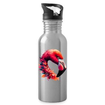 Flamingo - Trinkflasche mit integriertem Trinkhalm - Lightsilver - Rechts