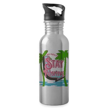 Positivity Vibes Relax Cleanse Vacation Renew - Water bottle with straw - silver - Right