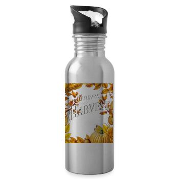 Autumn Fall Adventure Harvest Journey Nature's - Trinkflasche mit integriertem Trinkhalm - Lightsilver - Rechts