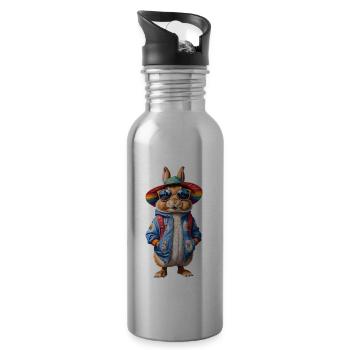 Easter Bunny Colorful, Cute and Cute for Easter - Water bottle with straw - silver - Right