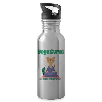 Yoga Méditation Amoureux Zen Focus Bouddhisme spirituel - Gourde avec paille intégrée - argent clair - Droite