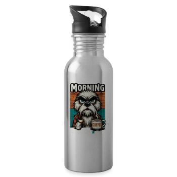 Morgens erstmal Kaffee - Trinkflasche mit integriertem Trinkhalm - Lightsilver - Rechts