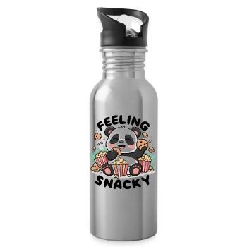 Panda - Feeling Snacky - Water bottle with straw - silver - Right