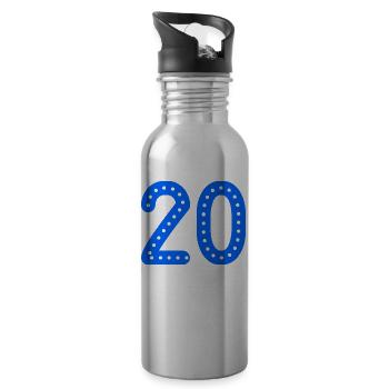 20. 20 YEARS. 20th ANNIVERSARY. 20 YEARS ANNIVERSARY. - Water bottle with straw - silver - Right