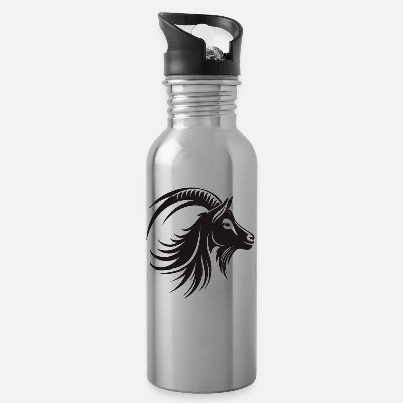 Design élégant de bouc pour les amoureux des animaux - Gourde avec paille intégrée - argent clair