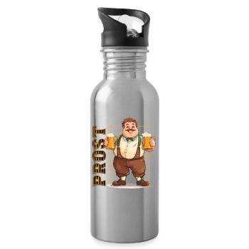 Beer Beer Mug Mass Mug Cheers Booze Lederhosen - Water bottle with straw - silver - Right