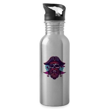 Crâne de pirate - Gourde avec paille intégrée - argent clair - Droite
