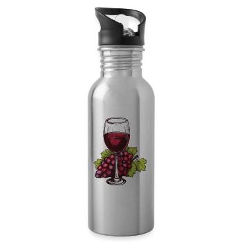Verre à vin Raisins Vin - Gourde avec paille intégrée - argent clair - Droite