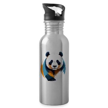 Panda Vektor Kunst mit lebendigen Farben Illustration - Trinkflasche mit integriertem Trinkhalm - Lightsilver - Rechts