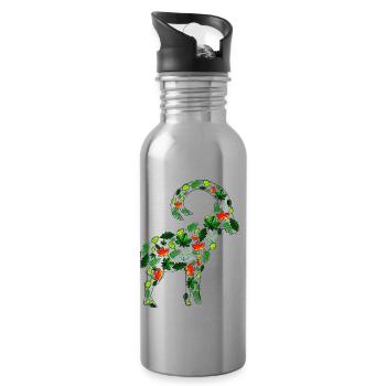 Bouquetin en feuilles - Gourde avec paille intégrée - argent clair - Droite