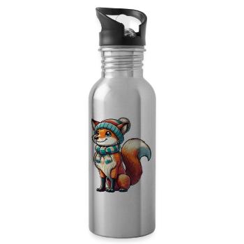 Weihnachten Fuchs Herr - Trinkflasche mit integriertem Trinkhalm - Lightsilver - Rechts