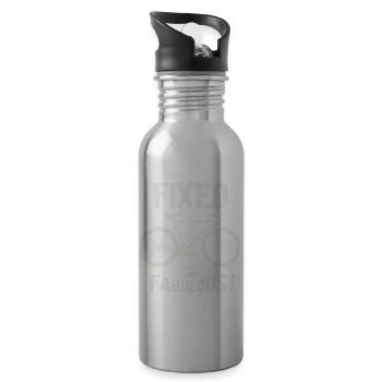 Fixies Fan, Urban Bicycle City Style bike design - Water bottle with straw - silver - Right