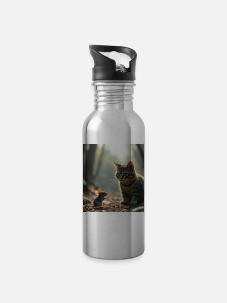 Didimaus69 - Trinkflasche mit integriertem Trinkhalm - Lightsilver