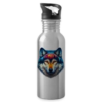 Wolf - Trinkflasche mit integriertem Trinkhalm - Lightsilver - Rechts