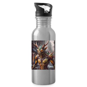 Mutant Monster halb Mensch halb Insekt Dark Horror - Trinkflasche mit integriertem Trinkhalm - Lightsilver - Rechts
