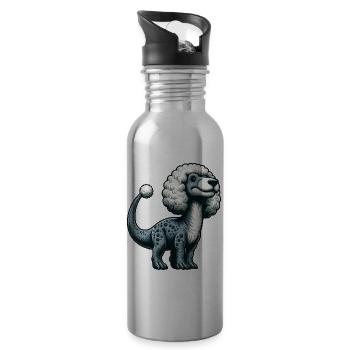 Bizarre Dino-Trex-Poodle-Fusion Mythical Creatures - Water bottle with straw - silver - Right