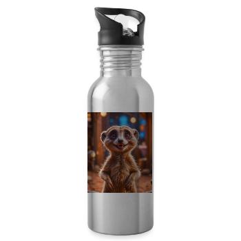 animaux africains super mignons – Meerkat - Gourde avec paille intégrée - argent clair - Droite