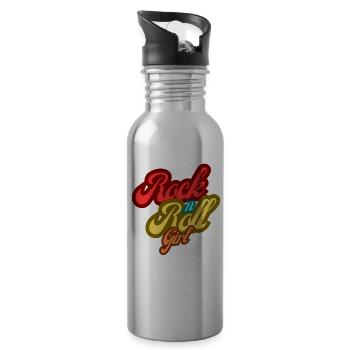 Rock n Roll Girl Retro Style 80s 90er Party - Trinkflasche mit integriertem Trinkhalm - Lightsilver - Rechts