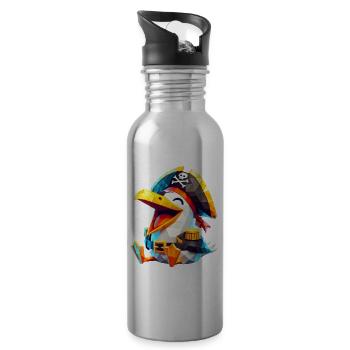 Piratenmöwe - Trinkflasche mit integriertem Trinkhalm - Lightsilver - Rechts