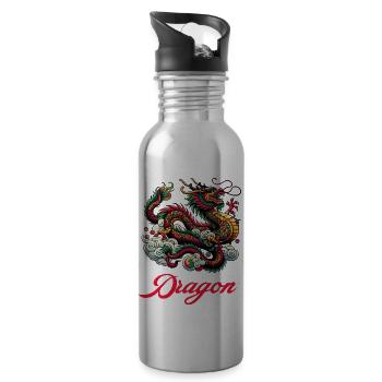 dragon china - Trinkflasche mit integriertem Trinkhalm - Lightsilver - Rechts