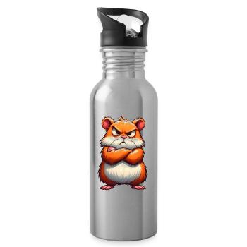 hamster grognon mécontent - Gourde avec paille intégrée - argent clair - Droite